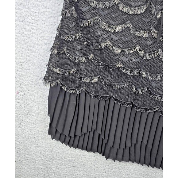 Greylin Camisole Women M Black Metallic Silver Sheer Tiered Sexy 20s Flapper - Picture 16 of 16